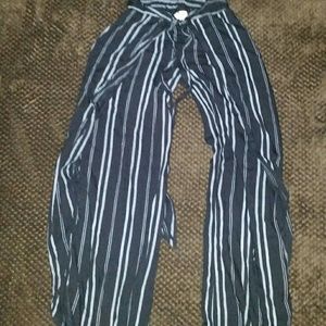 Striped slit legged pants
